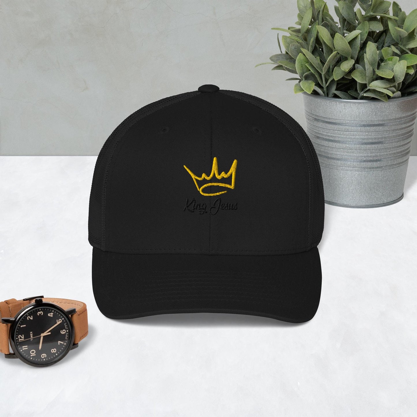 King Jesus Trucker Cap (Black Embroidery)