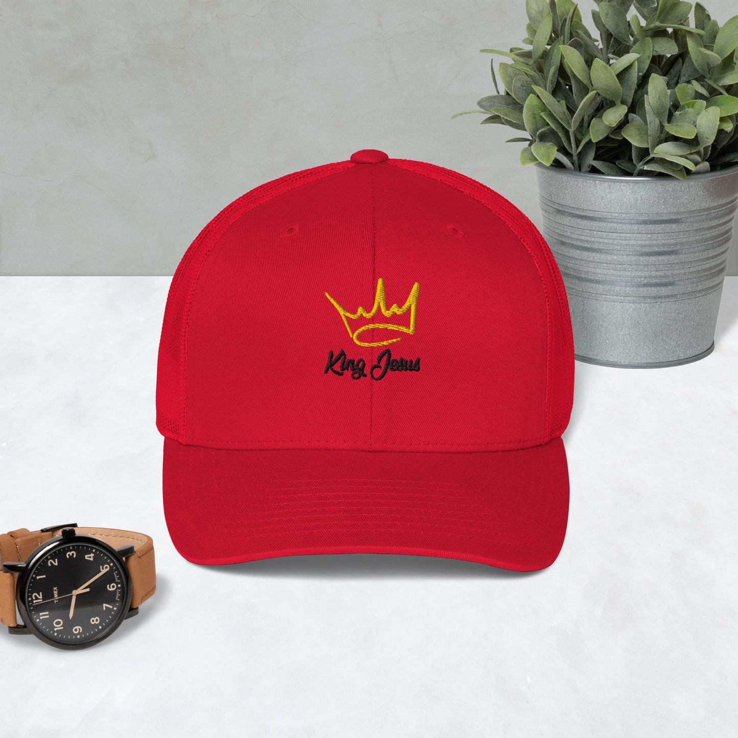 King Jesus Trucker Cap (Black Embroidery)