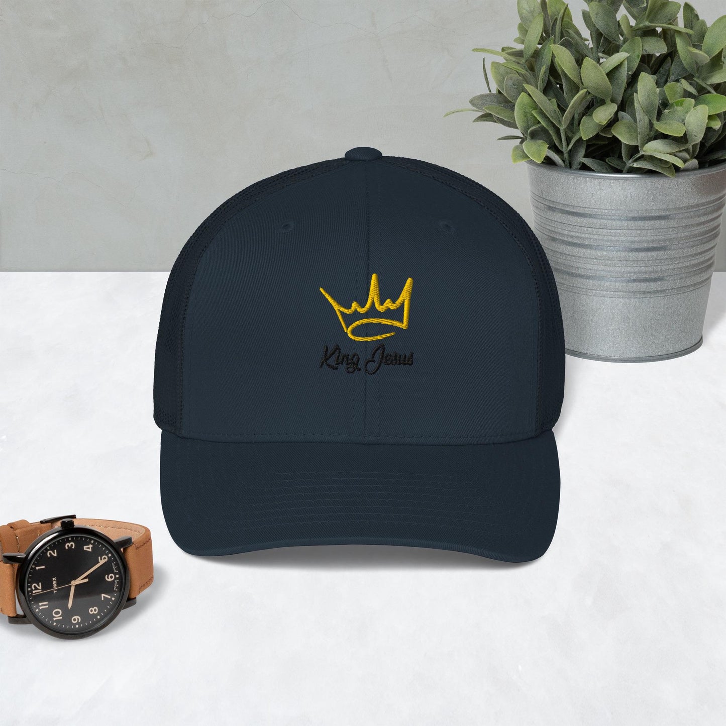 King Jesus Trucker Cap (Black Embroidery)